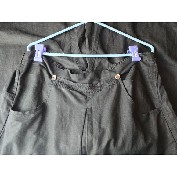 Marketplace Handiwok of India Black Wide-Leg Drop Crotch Linen-Blend Pants 1W/1X - Picture 4 of 7